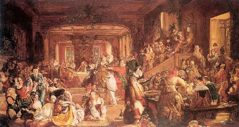 Maclise, Daniel Merry Christmas in the Baron's Hall France oil painting art